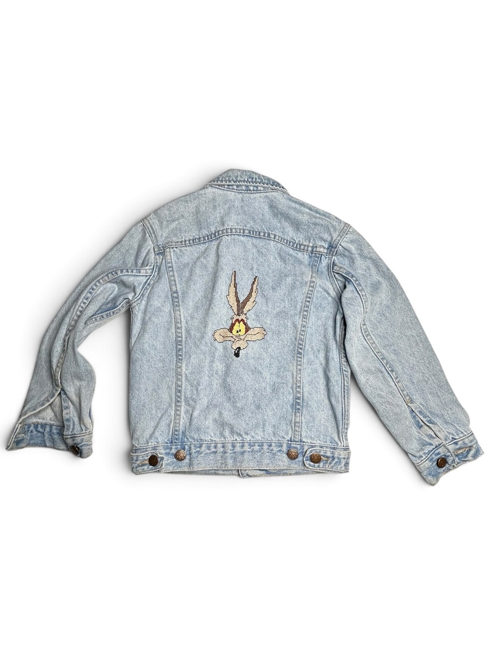 Vintage Wile E. Coyote Looney Tunes Kids Denim Trucker Jacket Medium Light Wash